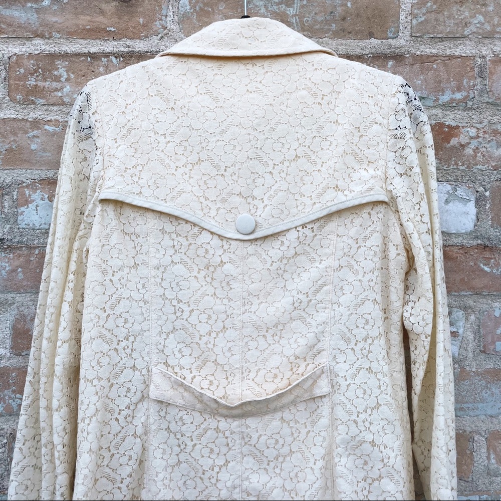 Chelsea 28 Trench Coat Ivory Cream Lace Double Breasted Long Jacket - Picture 11 of 14